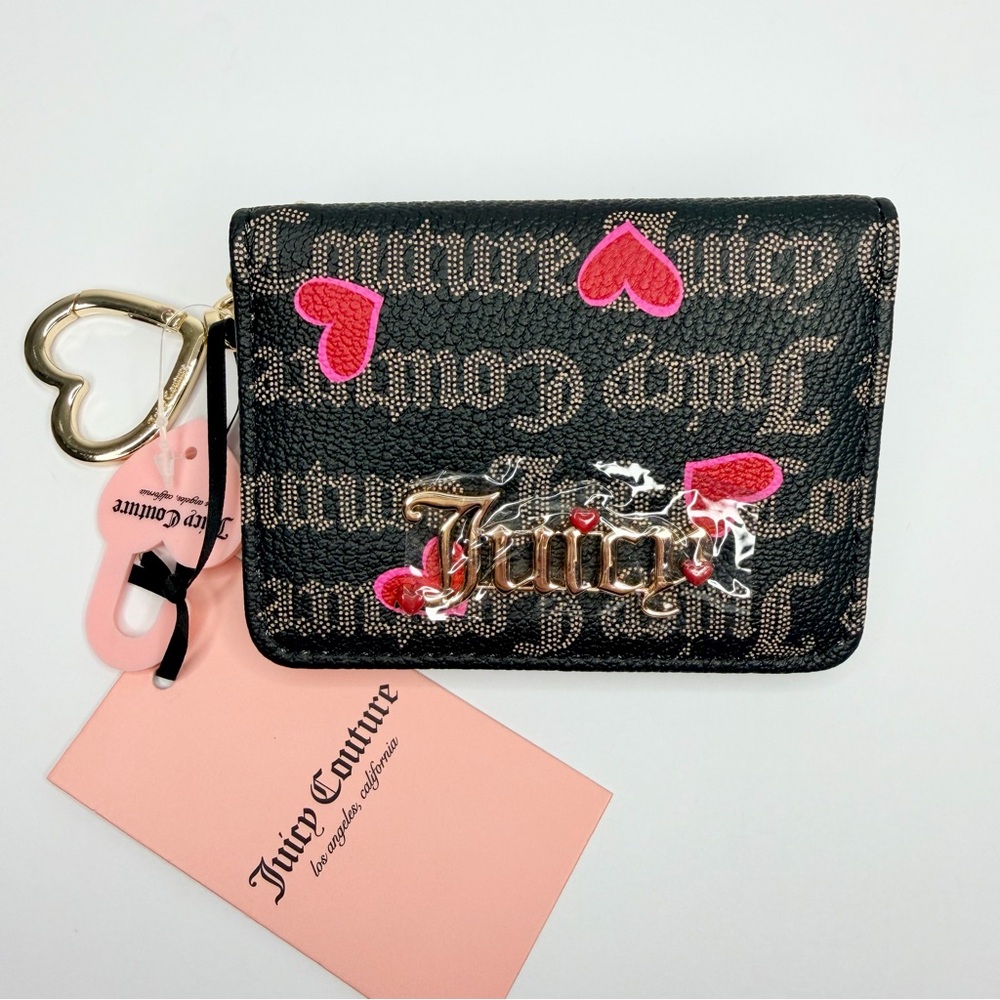 Juicy Couture V-I heart Juicy Card Case Key Fob in color black